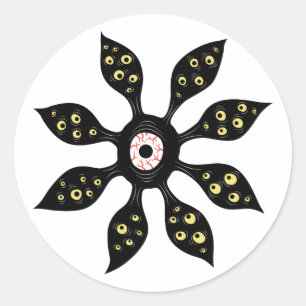 Sticker Rond Monstre Oeil déplaisant Art gothique bizarre