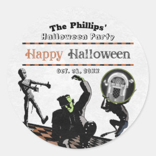 Sticker Rond Monstres d'Halloween Fête Costumée