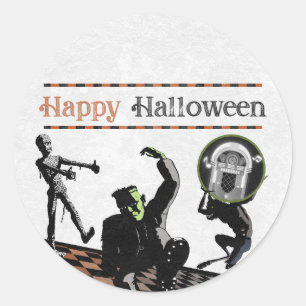 Sticker Rond Monstres d'Halloween Fête Costumée