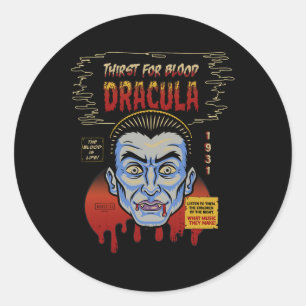 Sticker Rond Monstres universelles Dracula Masque Vintage Hallo