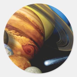 Sticker Rond Montage des planètes du système solaire NASA JPL P