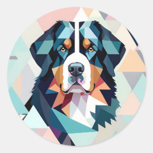 Sticker Rond Montagne bernaise géométrique multicolore