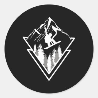 Sticker Rond Montagne de snowboard