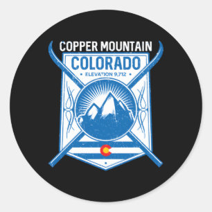 Sticker Rond Montagne du cuivre Colorado Montagnes de ski
