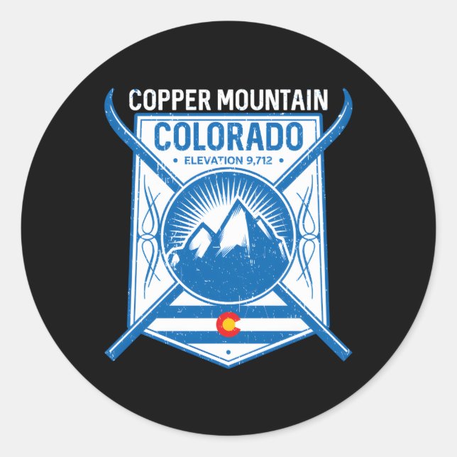 Sticker Rond Montagne du cuivre Colorado Montagnes de ski (Devant)