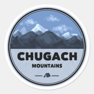 Sticker Rond Montagnes Chugach Alaska Camping
