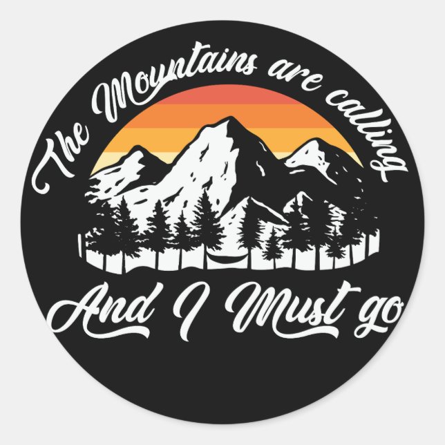 Sticker Rond Montagnes Randonnée aventure (Devant)
