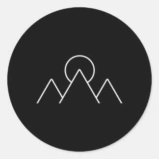 Sticker Rond Montagnes Randonnée Camg Minimalisme géométrique