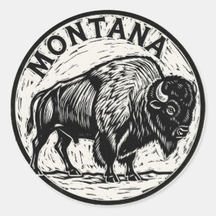 Sticker Rond Montana Bison