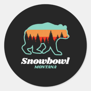 Sticker Rond Montana Snowbowl Ski Bear 