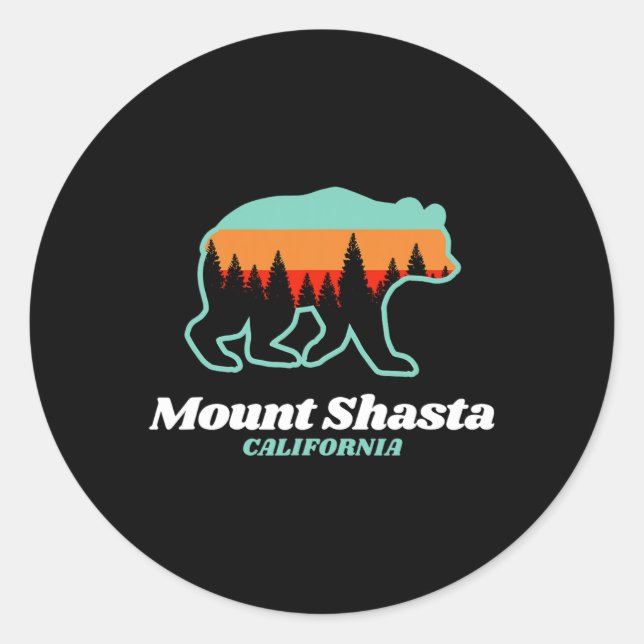 Sticker Rond Monte Shasta Californie Ski Snowboard Ours (Devant)