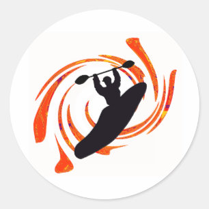 Sticker Rond montée des eaux de kayak