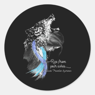 Sticker Rond Monter Du Loup Les Cendres Sensibilisation au suic