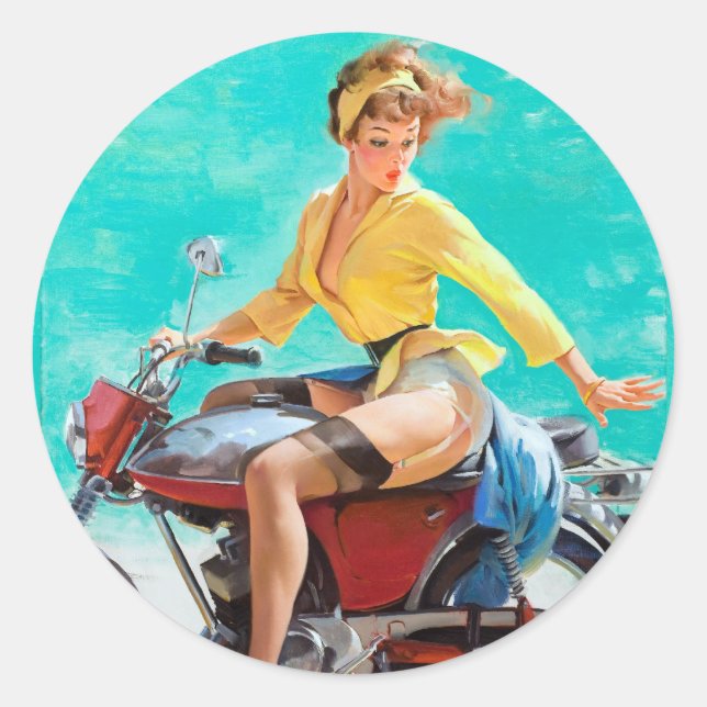 Sticker Rond Monter la broche de moto (Devant)