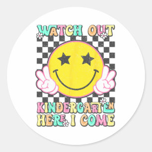 Sticker Rond Montre Rétro Attention Maternelle Me Voici Je Revi