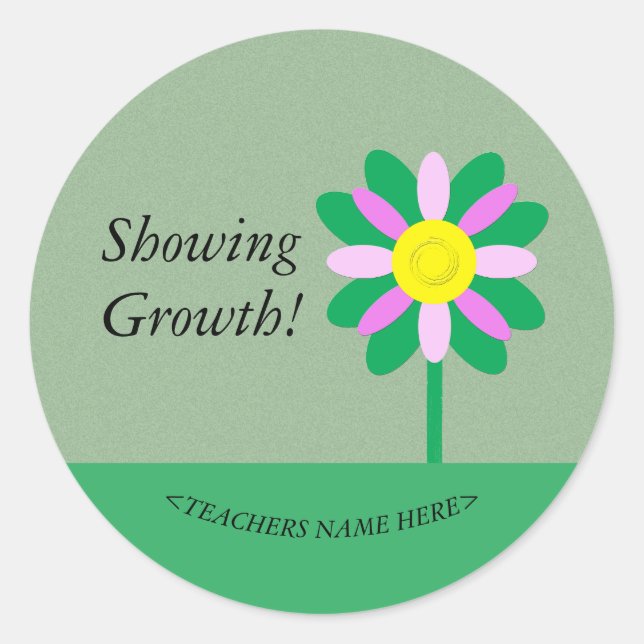 Sticker Rond Montrer la fleur de croissance personnalisable aut (Devant)