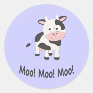 Sticker Rond Moo Moo Moo Cute Cartoon Vache
