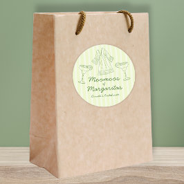 Sticker Rond Moo Moos & Margaritas Bachelorette manuscrite