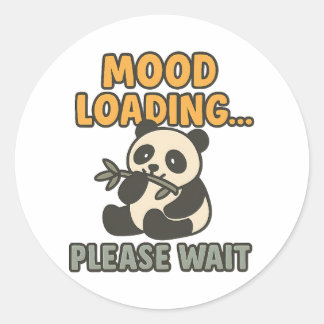 Sticker Rond Mood Loading Please Wait Cute Funny Panda Mascot