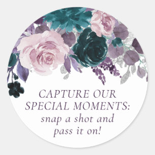 Sticker Rond Moody Boho   Caméra jetable Eggplant Purple