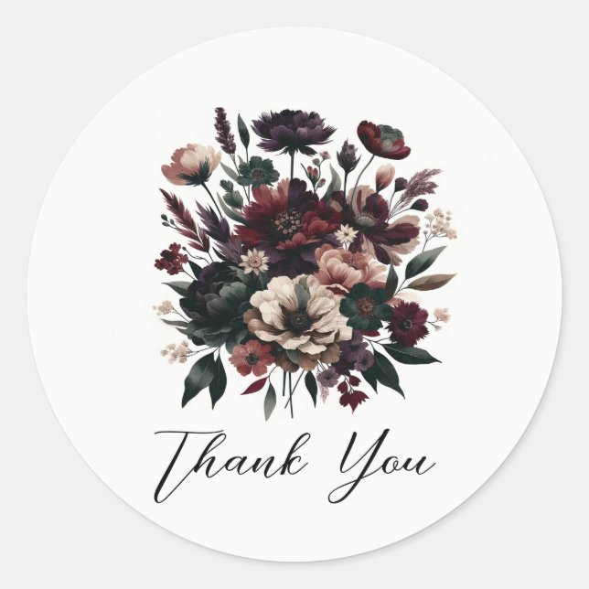 Sticker Rond Moody Rustic Garden Florals Mariage bohémien (Devant)