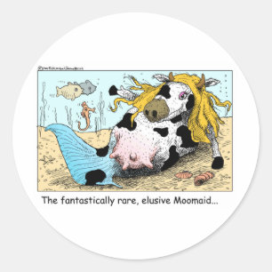 Sticker Rond Moomaid Funny Cow Cartoon Cadeaux T-shirts Objets 