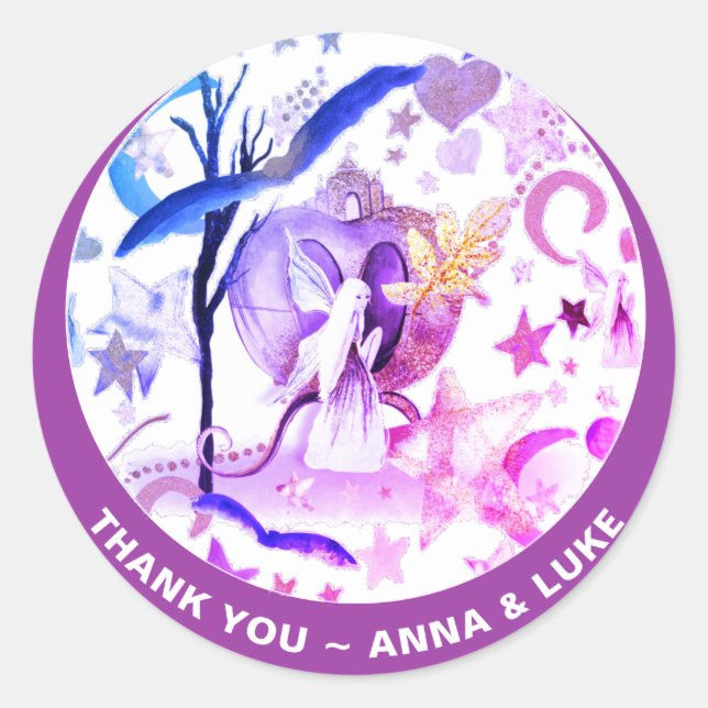 Sticker Rond *~* Moon Star Moon Fairy Tale Parties scintillant  (Devant)
