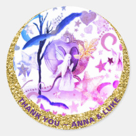 Sticker Rond *~* Moon Stars Fairy Tales Parties scintillant Cas