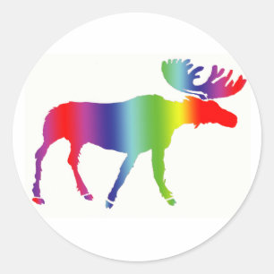 Sticker Rond Moose arc-en-ciel
