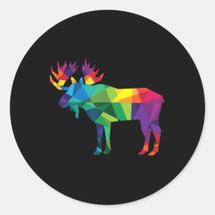 Sticker Rond Moose coloré bas poly art Chasseurs de thème de la