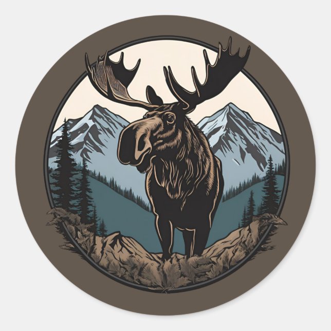 Sticker Rond Moose Mountain (Devant)