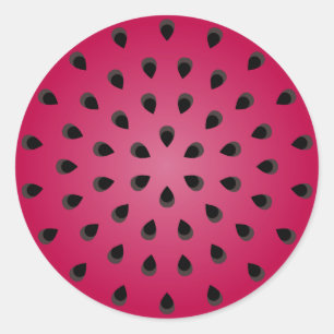 Sticker Rond Morceau de pastèque rouge avec graines