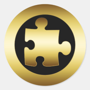 STICKER ROND MORCEAU DE PUZZLE D'OR