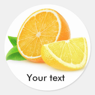 Sticker Rond Morceaux d'orange et de citron