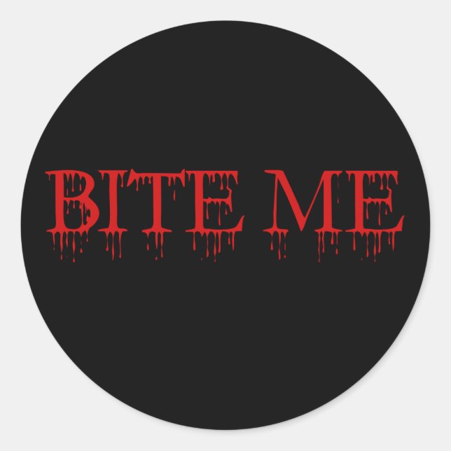Sticker Rond Mords-moi Vampire (Devant)