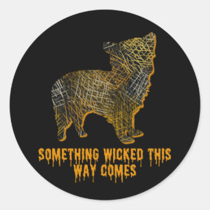 Sticker Rond Morkie Designer Chien Silhouette Fun Halloween