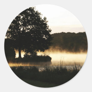 Sticker Rond Morning Lake Scene sta