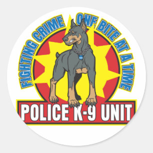 Sticker Rond Morsure du dobermann K9