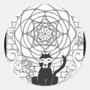 Sticker Rond Mort - Kitty de l'Apocalypse