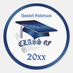 Sticker Rond Mortier bleu, classe de diplôme de toute obtentio
