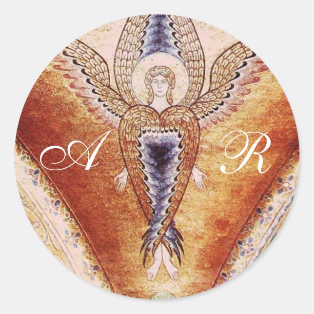 Sticker Rond MOSAIC ANGEL Monogramme (Devant)