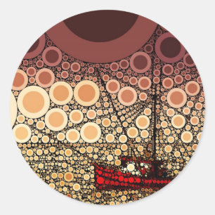 Sticker Rond Mosaïque de bateau de pêche