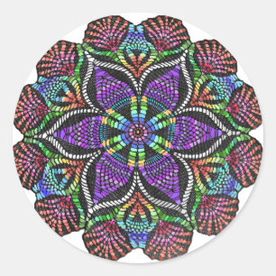 Sticker Rond Mosaïque de napperon d'arc-en-ciel