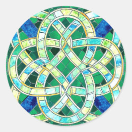 Sticker Rond Mosaïque de pierre céleste verte