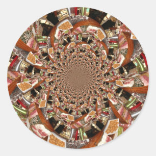 Sticker Rond Mosaïque de sushis Brown