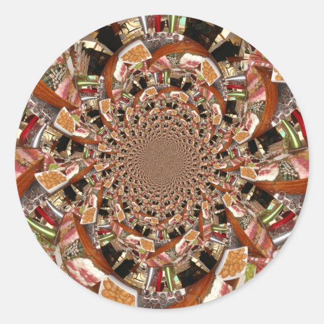 Sticker Rond Mosaïque de sushis Brown (Devant)