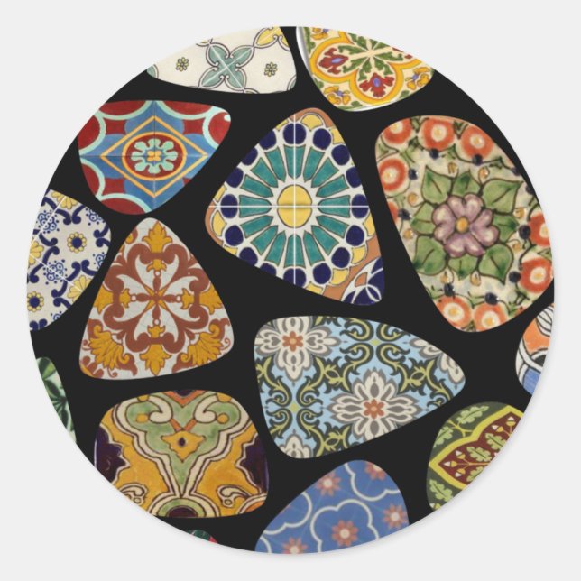 Sticker Rond Mosaïque espagnole et mexicaine (Devant)