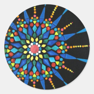 Sticker Rond Mosaïque lumineuse de pierre gemme sur les