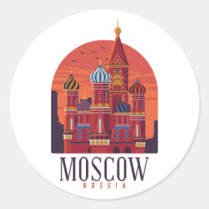 Sticker Rond Moscou Russie Kremlin Skyline