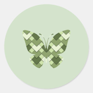 Sticker Rond Moss Green Carré et Diamond Arlequin papillon